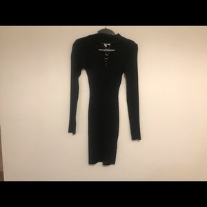 Black High Neck Sweat Dress